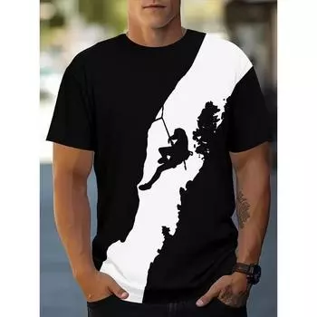 Мужская футболка с принтом 3D Mountain, летняя, удобная, дышащая, с короткими рукавами, для любителей активного отдыха, мужская футболка большого размера S