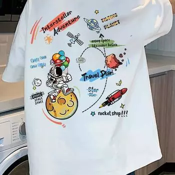 Мужская футболка с принтом астронавта на 3D-принте, свободная и модная, свободного покроя, с коротким рукавом, повседневная уличная хип-хоп мужская одежда S