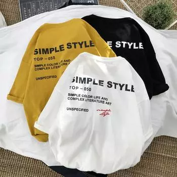 Мужская футболка с принтом букв, летняя повседневная уличная футболка в стиле поп-музыки с коротким рукавом, топ M белый