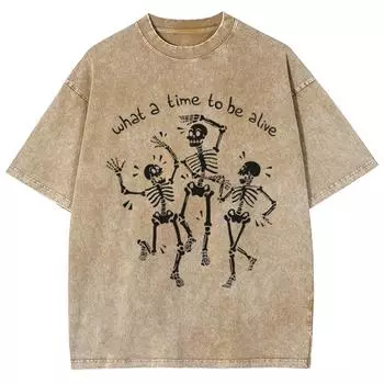 Мужская футболка с принтом черепа на рукаве, винтажные свободные футболки, женская повседневная футболка большого размера с круглым вырезом, ретро-топы в стиле Харадзюку S