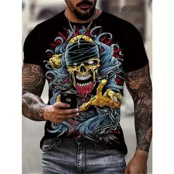 Мужская футболка с принтом дракона, повседневная футболка с коротким рукавом и круглым вырезом, мужская одежда для активного отдыха S