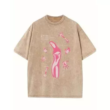 Мужская футболка с принтом фигуры, винтажная, выстиранная, из высококачественного хлопка, с узором, мужская футболка, старая летняя одежда S