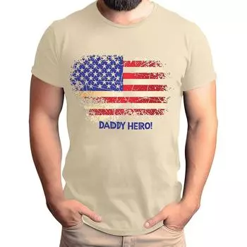 Мужская футболка с принтом флага ко Дню отца, мужской свободный повседневный топ с коротким рукавом L бежевый