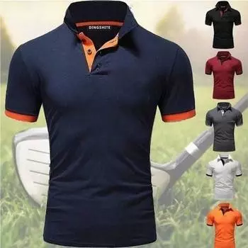 Мужская футболка с принтом и персонализацией, тонкая рубашка с коротким рукавом, поло 5XL темно-синий