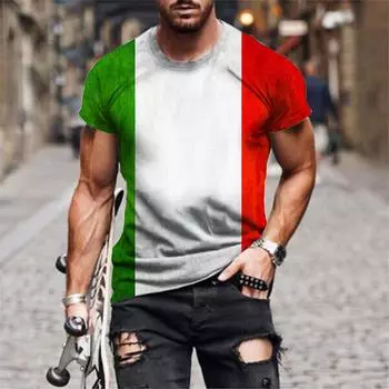 Мужская футболка с принтом итальянского флага, летняя футболка с круглым вырезом, крутая уличная одежда большого размера, футболка мужская