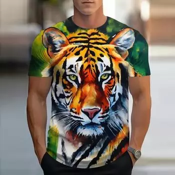 Мужская футболка с принтом, летняя повседневная футболка с рисунком животных, рубашка Harajuku с короткими рукавами S