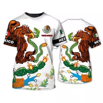 Мужская футболка с принтом мексиканского орла, футболки с 3d графикой животных, модные летние повседневные топы с короткими рукавами в стиле Харадзюку, повседневные топы с круглым вырезом XXL