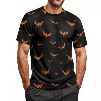 Мужская футболка с принтом на Хэллоуин, с круглым вырезом, рукавами реглан и короткими рукавами XXL чёрный