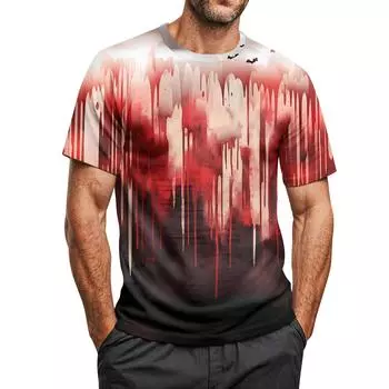 Мужская футболка с принтом на Хэллоуин, с круглым вырезом, рукавами реглан и короткими рукавами XXL чёрный