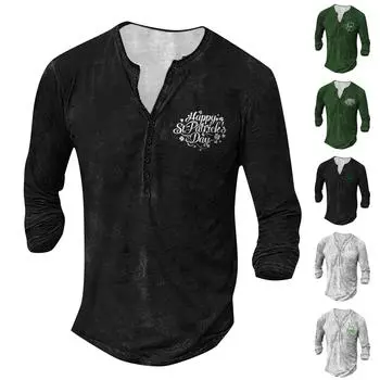 Мужская футболка с принтом на открытом воздухе, свободный топ с длинными рукавами на пуговицах в стиле ретро L