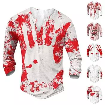 Мужская футболка с принтом на открытом воздухе, свободный топ с длинными рукавами на пуговицах в стиле ретро XXXXL