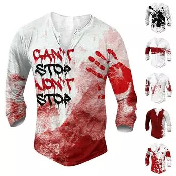 Мужская футболка с принтом на открытом воздухе, свободный топ с длинными рукавами на пуговицах в стиле ретро M чёрный