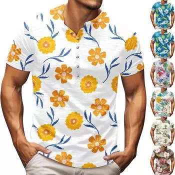 Мужская футболка с принтом на открытом воздухе, свободный топ с длинными рукавами на пуговицах в стиле ретро XXL коричневый