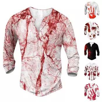 Мужская футболка с принтом на открытом воздухе, свободный топ с длинными рукавами на пуговицах в стиле ретро XXL