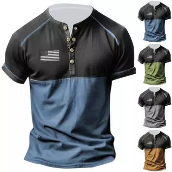 Мужская футболка с принтом на открытом воздухе, свободный топ с короткими рукавами на пуговицах в стиле ретро XL коричневый