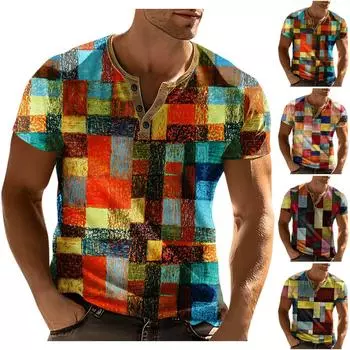 Мужская футболка с принтом на открытом воздухе, свободный топ с короткими рукавами на пуговицах в стиле ретро XXXXL оранжевый