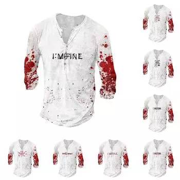 Мужская футболка с принтом на открытом воздухе, свободный топ с длинными рукавами на пуговицах в стиле ретро XXXXL