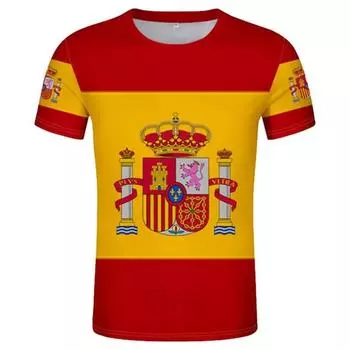 Мужская футболка с принтом национального герба Испании, 3d футболки с круглым вырезом и коротким рукавом, модная крутая одежда, свободные топы большого размера для мужчин M