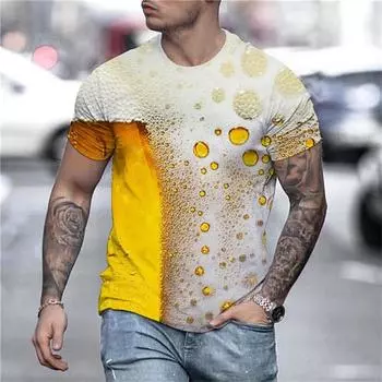 Мужская футболка с принтом пива 3D, футболка для мужчин, забавная рубашка, повседневная летняя уличная одежда, унисекс, футболка, верхняя часть, мужская одежда S