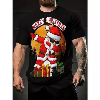 Мужская футболка с принтом Санта-Клауса на 3D-принте, модный рождественский подарок, мужская, с круглым вырезом и короткими рукавами, свободный размер, одежда в стиле хип-хоп S