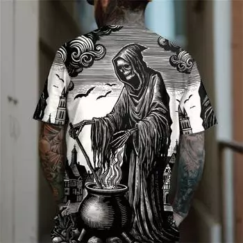 Мужская футболка с принтом скелета в стиле винтаж с изображением костей 3D, летняя новинка, графическая футболка, топы больших размеров, футболки, размеры XXS-6XL XXS