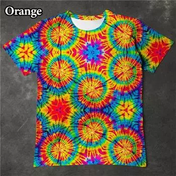 Мужская футболка с принтом тай-дай и красочным 3D-принтом, модные повседневные топы с коротким рукавом S красный