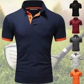 Мужская футболка с принтом, тонкая рубашка с короткими рукавами, рубашка поло 5XL темно-синий