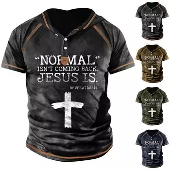 Мужская футболка с принтом, уличная уличная футболка с короткими рукавами и капюшоном на пуговицах XXL чёрный