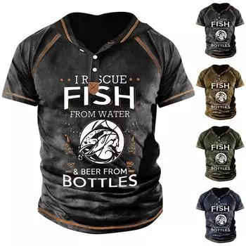 Мужская футболка с принтом, уличная уличная футболка с короткими рукавами и капюшоном на пуговицах XXXXL чёрный