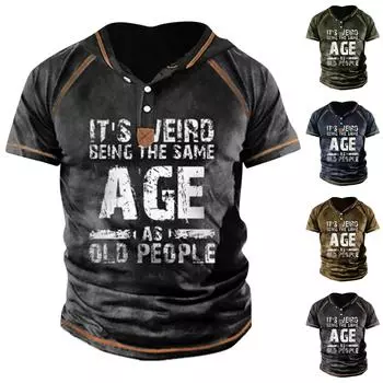 Мужская футболка с принтом, уличная уличная футболка с короткими рукавами и капюшоном на пуговицах L чёрный