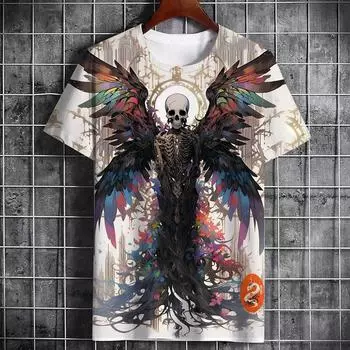 Мужская футболка с принтом ужасов в стиле хеллоуин, хип-хоп, праздничная вечеринка, рождественский подарок, повседневная качественная одежда с коротким рукавом больших размеров S