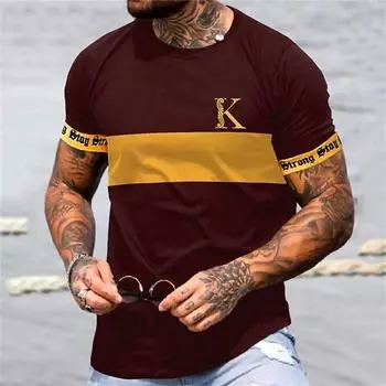 Мужская футболка с принтом в полоску K, спортивная рубашка с короткими рукавами с рисунком K/Spades King, большая футболка Harajuku, летняя футболка
