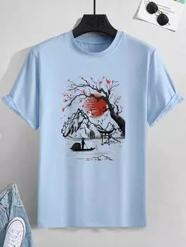 Мужская футболка с принтом в японском стиле, повседневные модные летние футболки с круглым вырезом и короткими рукавами, топы, футболки обычного и большого размера 2XL