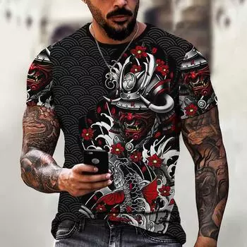 Мужская футболка с принтом «Японский призрак самурая» S