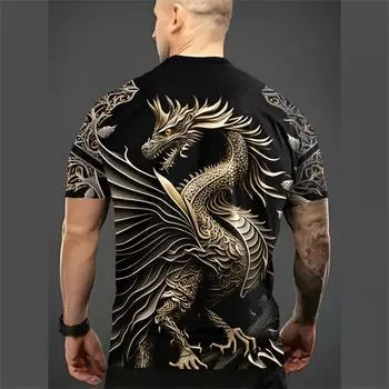 Мужская футболка с принтом животных Футболки с коротким рукавом и металлическим принтом животных Летняя винтажная мода Уличная одежда Футболка большого размера Мужская одежда S