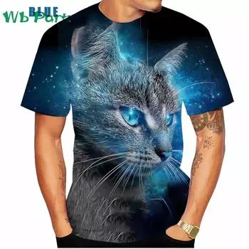Мужская футболка с принтом животных и кошек Мужская одежда Футболки для мужчин Футболка с коротким рукавом Забавная футболка с принтом кошек Футболка большого размера Летние футболки S