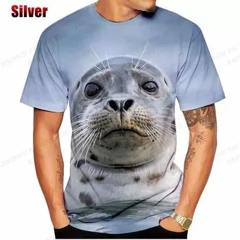 Мужская футболка с принтом животных и тюленей 3D Футболка для мужчин и женщин Модная футболка для детей Топы Футболки с изображением медведя Футболка с изображением аниме и мультфильмов для детей 4XL