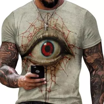 Мужская футболка с рисунком 3D Eye Of Horror, повседневная слегка эластичная дышащая футболка для улицы S