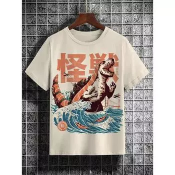 Мужская футболка с рисунком японских мультяшных животных, футболка с 3D-принтом, повседневные футболки с короткими рукавами, свободные мужские топы, летняя одежда S