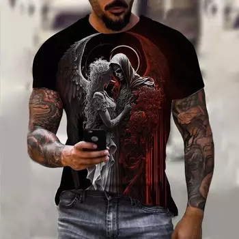 Мужская футболка с рисунком скелета нежити 3D-принт с коротким рукавом, повседневная мужская одежда, летние новые спортивные рубашки, футболки больших размеров для мужчин 4XL