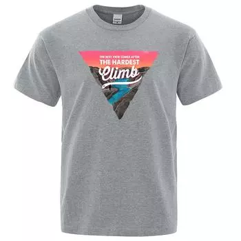 Мужская футболка с рисунком в виде перевернутого треугольника и буквами, креативная свободная футболка, спортивная одежда из хлопка, свободные топы S