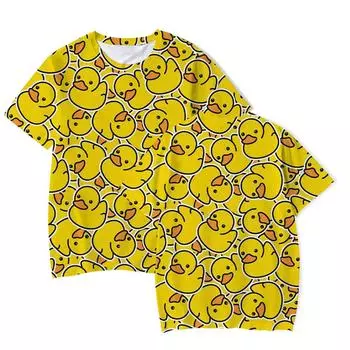 Мужская футболка с рисунком желтой утки, летняя одежда с короткими рукавами, повседневная уличная одежда большого размера, мужские модные футболки и топы с 3D принтом S