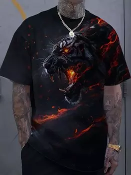 Мужская футболка с рисунком животного тигра и 3D-принтом, топы, футболки, новинка, летняя женская уличная мода, свободная футболка унисекс для мужчин S