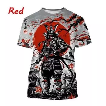 Мужская футболка с татуировкой в стиле самурая, классная 3D-футболка с принтом, летняя мода, футболки с коротким рукавом, панк-хэллоуин, тату-футболки S