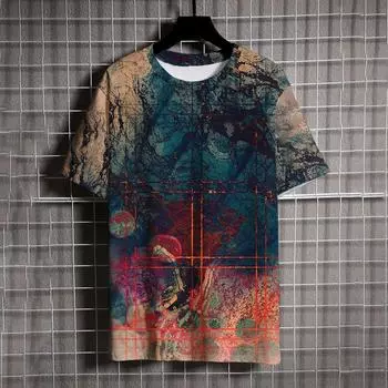 Мужская футболка с уникальным принтом и коротким рукавом, Мужская удобная футболка с круглым вырезом для отдыха, мужские футболки, дышащие топы, футболка, одежда XXS