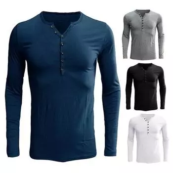 Мужская футболка с V-образным вырезом, длинный рукав, спортивный топ для отдыха, повседневная облегающая рубашка для повседневной носки весной и осенью S белый