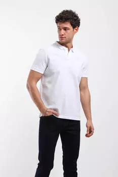 Мужская футболка с воротником-поло белая