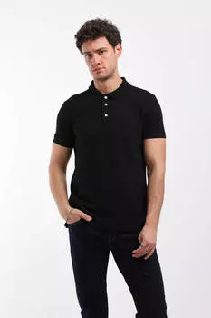 Мужская футболка с воротником-поло черная