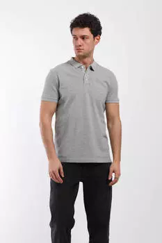 Мужская футболка с воротником поло серая