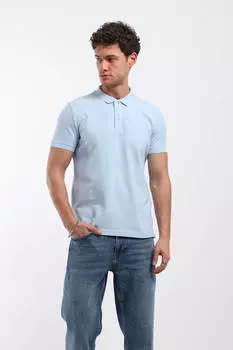 Мужская футболка с воротником поло синяя